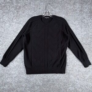 Liverpool Los Angeles Sweater Womens L Black Mix Stitch Cable Knit Raglan Sleeve